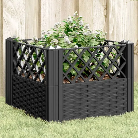Plantekasse med spyd 43,5x43,5x43,5 cm PP – brun