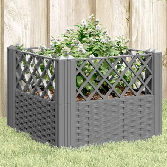 Plantekasse med spyd 43,5x43,5x43,5 cm – PP lysegrå