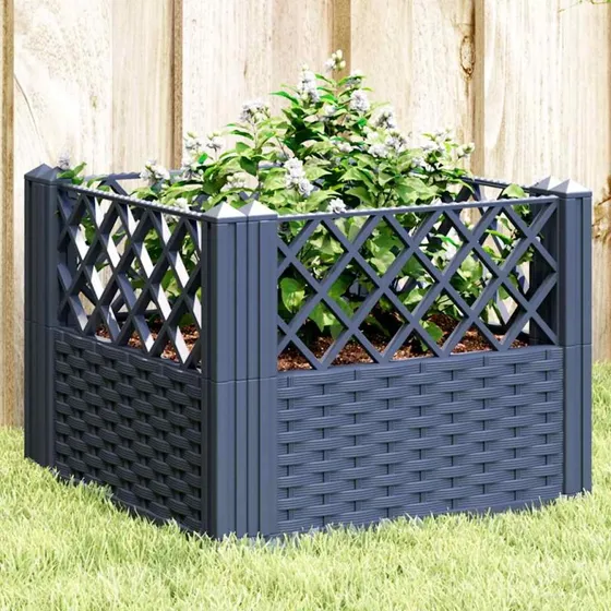 Plantekasse med spyd 43,5×43,5×43,5 cm – PP blågrå