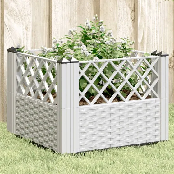 Plantekasse med spyd 43,5x43,5x43,5 cm – hvid PP