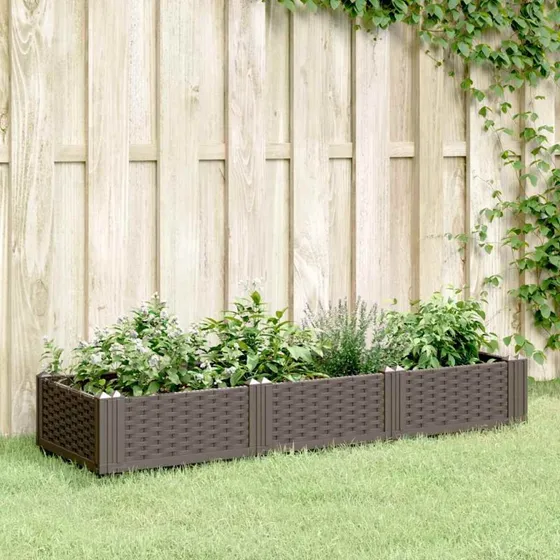 Plantekasse/højbed 125x40x28,5 cm PP - brun