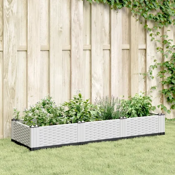 Plantekasse med spyd 125x40x28,5 cm – hvid PP