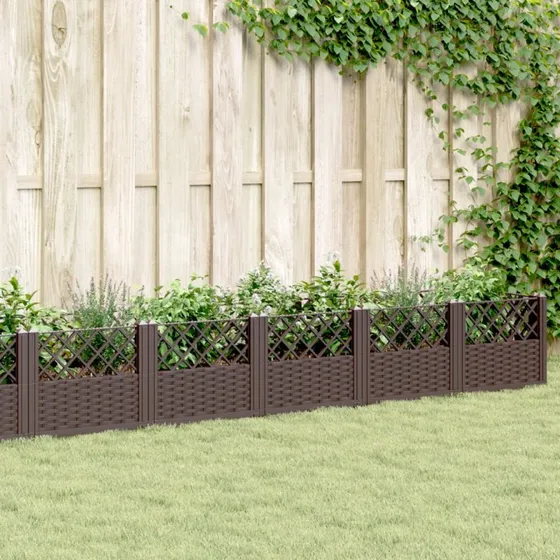 Plantekasse med spyd 362,5x42,5x28,5 cm – brun (PP)