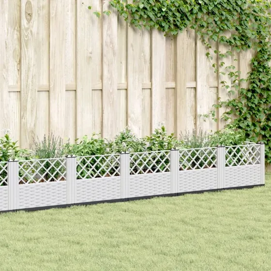 Plantekasse med spyd 363,5x43,5x43,5 PP – hvid