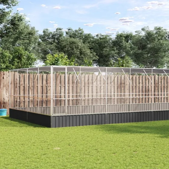 Voliere med udvidelse 832414212 cm, galvaniseret stl