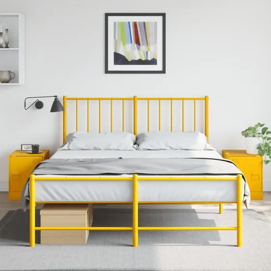 Sengeborde i stål 2 stk. 34,5x39x44 cm – sennepsgul