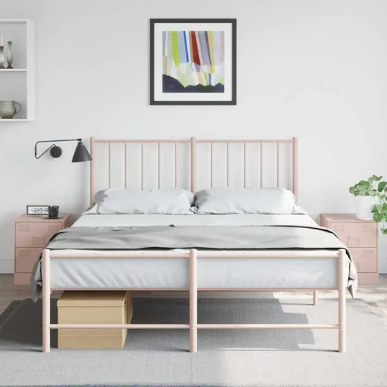 Sengeborde i stål 2 stk. 34,5x39x44 cm – Lyserød
