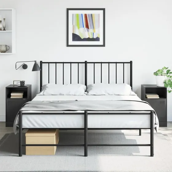 Sengeborde 2 stk. 34,5×39×62 cm – sort koldvalset stål