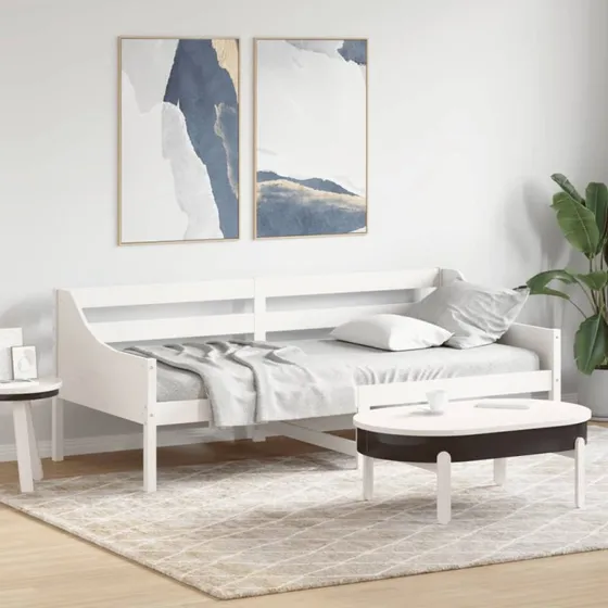 Daybed 80x200 cm i massivt fyrretræ, hvid (uden madras)