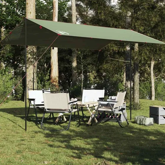 Vandtæt tarp 400x294 cm, grøn – PU-belagt oxford