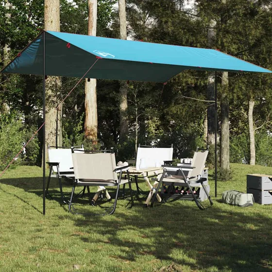 Vandtæt tarp 400x294 cm i blå — robust oxford PU