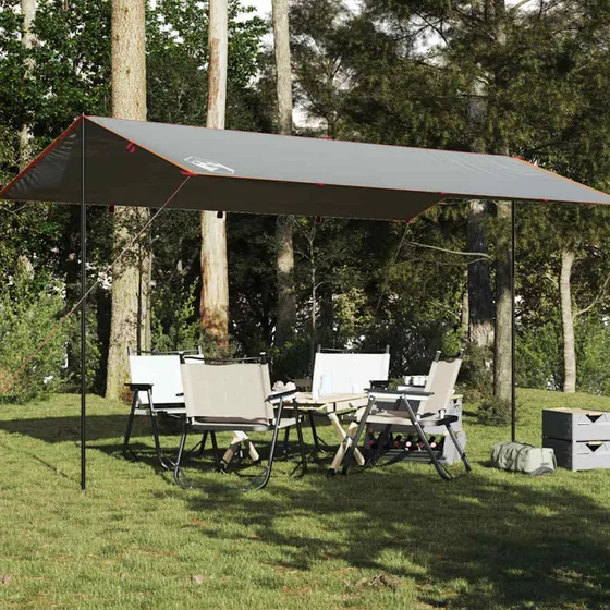 Vandtæt tarp 500x294 cm - grå/orange, let og robust