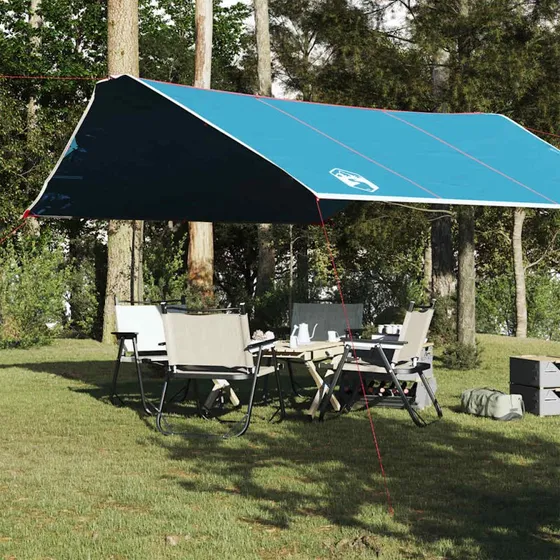 Vandtæt tarp 420x440 cm blå – PU-belagt, tapede sømme