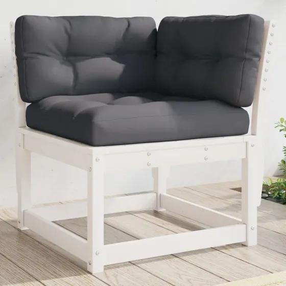 Hjørnemodul til havesofa 73x73x78 cm i massivt fyr, hvid