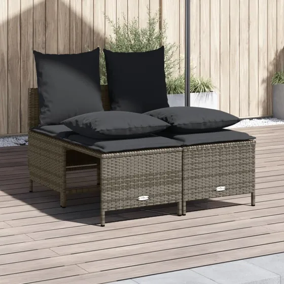 Sofasæt til haven 4 dele i grå polyrattan