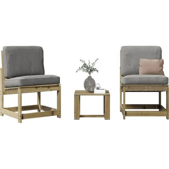 Loungesæt 3 dele i imprægneret fyrretræ