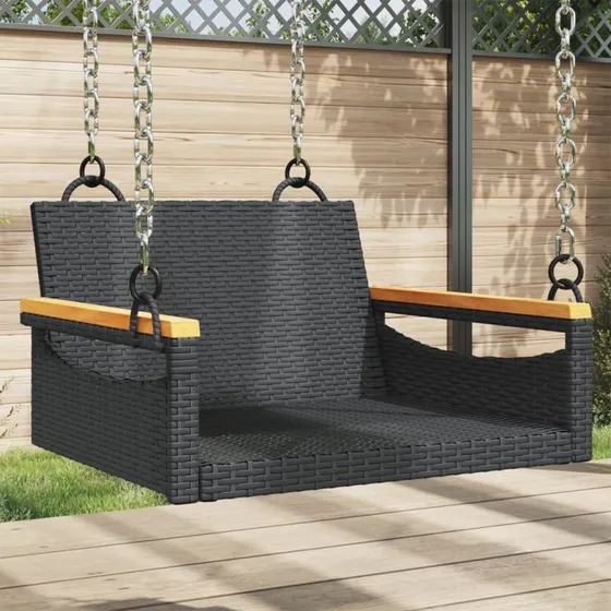 Gyngebænk polyrattan 63x62x40 cm, sort