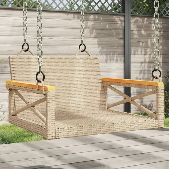 Gyngebænk polyrattan 63x62x40 cm, beige