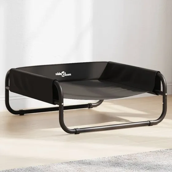 Lftet hundeseng i oxfordstof og stl  antracit