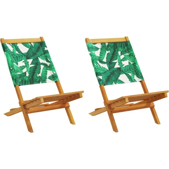 Havestole 2 stk. i massivt akacietr med bladmnster