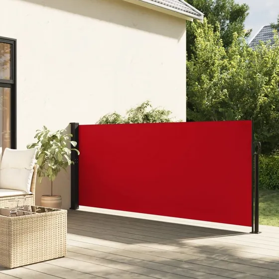 Sidemarkise 140x500 cm - sammenrullelig, rød