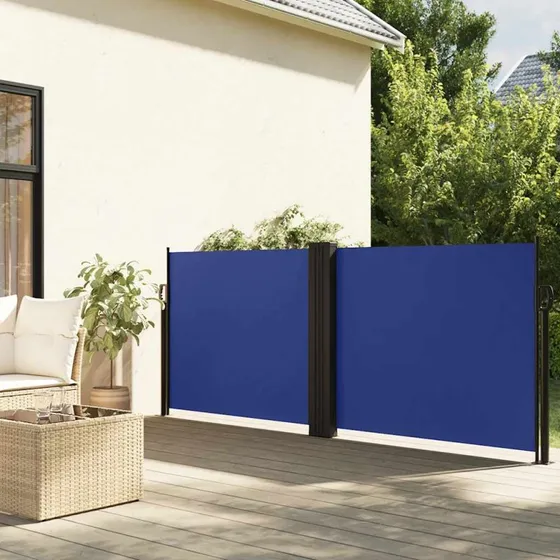 Sammenrullelig sidemarkise 100×1000 cm blå