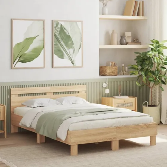 Sengeramme med sengegavl 120x190 cm i sonoma-eg
