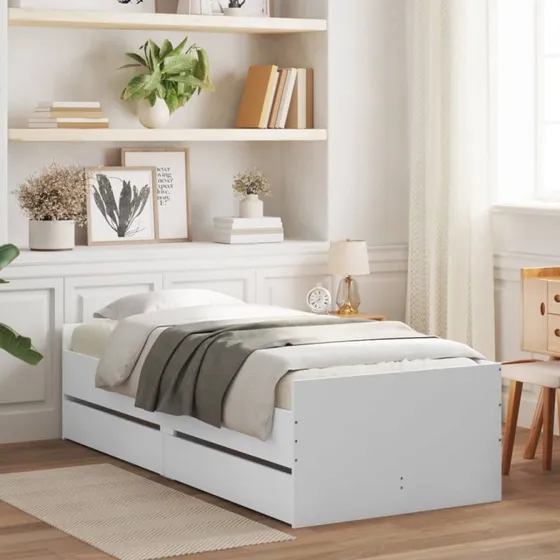 Sengeramme med skuffer 75x190 cm – Small Single, hvid