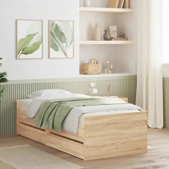 Sengeramme med skuffer 75x190 cm – Sonoma-eg (Small Single)