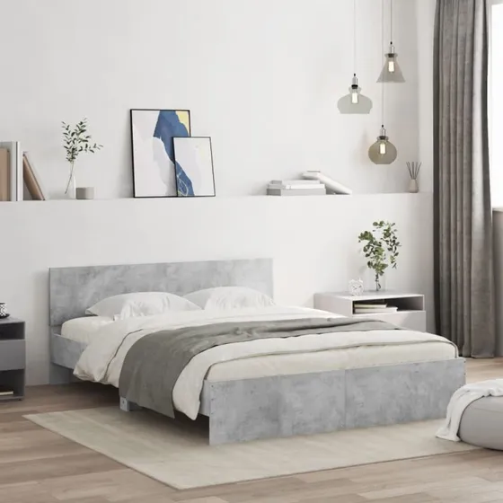 Sengeramme 150x200 cm med sengegavl – betongrå