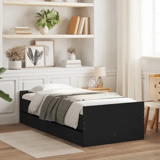 Sengeramme med skuffer 75x190 cm – Small Single, sort