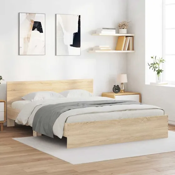 Sengeramme 140x200 cm med sengegavl – Sonoma-eg