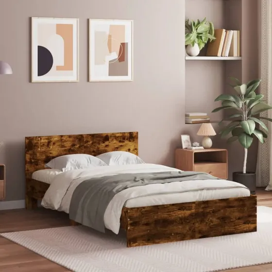 Sengeramme 120x200 cm med sengegavl – røget egetræ