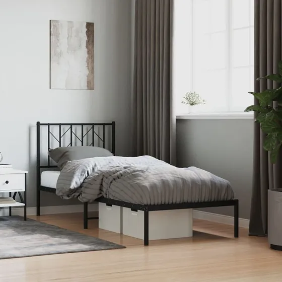 Sengeramme med sengegavl 80x200 cm - Sort metal