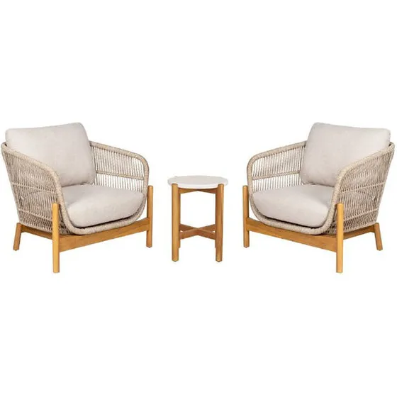 Terracina havemøbelsæt i akacietræ med hynder og terrazzo-bord