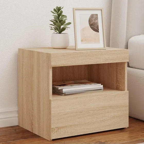 Sengebord med LED - Sonoma eg 50x40x45 cm