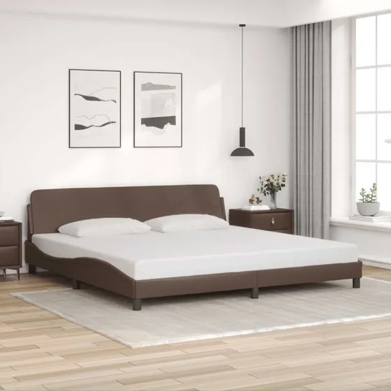 Dover sengeramme 200x200 cm – brun kunstlæder