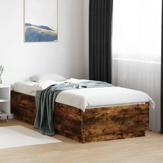 Sengeramme 100x200 cm i konstrueret træ – røget egetræ