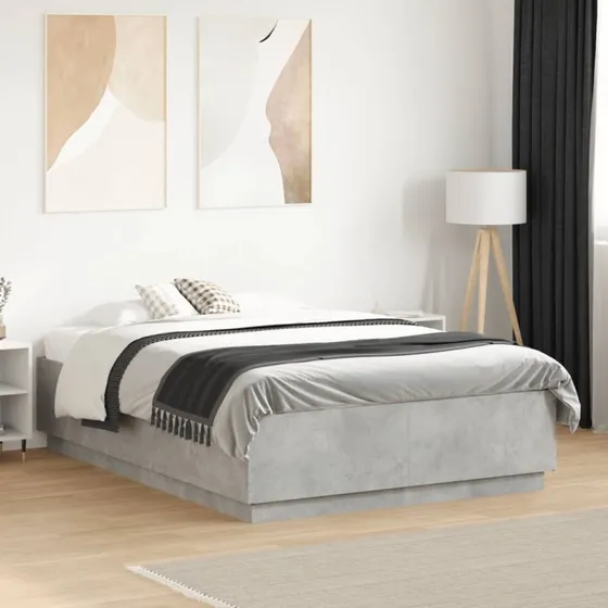 Sengestel 120x190 cm i konstrueret træ – betongrå