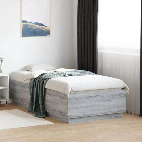 Sengeramme 90x190 cm i grå Sonoma-eg – konstrueret træ