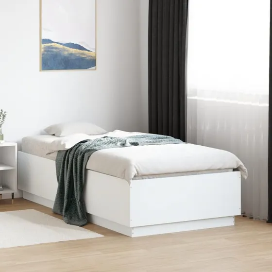 Hvid sengeramme 75x190 cm i konstrueret træ