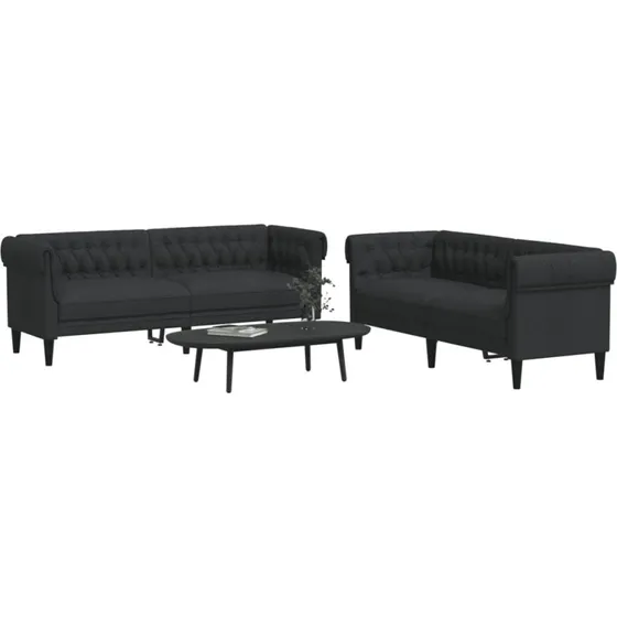 Sofast 2 dele i stof, sort