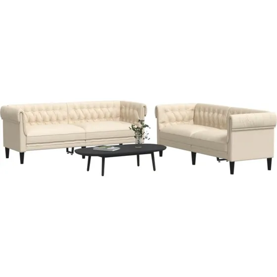 Sofasæt 2 dele i creme stof - komfort & stil