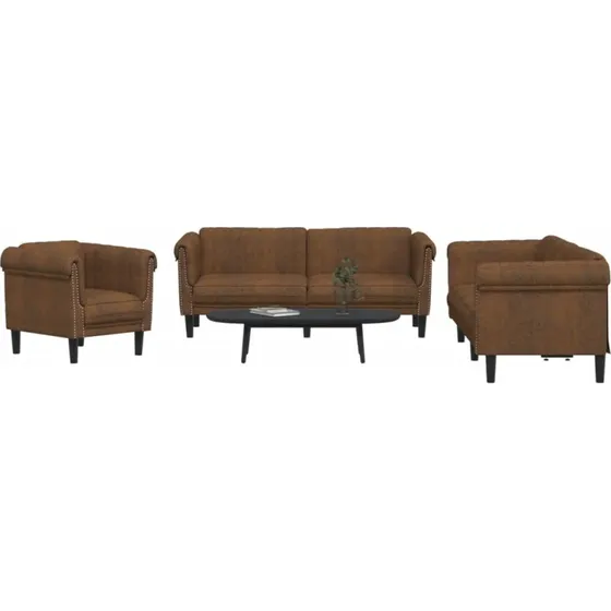 Sofasæt 3 dele i brun velour
