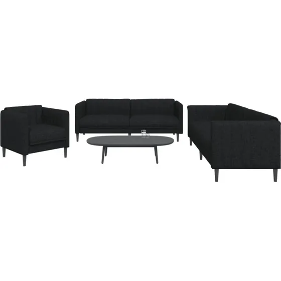 Sofast 3 dele i sort stof - komfort & slidstrkt
