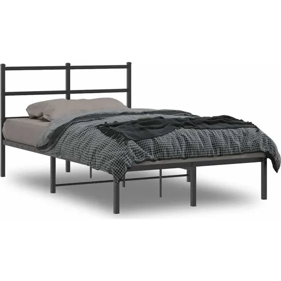 Sengeramme 120x190 cm med sengegavl - Sort metal