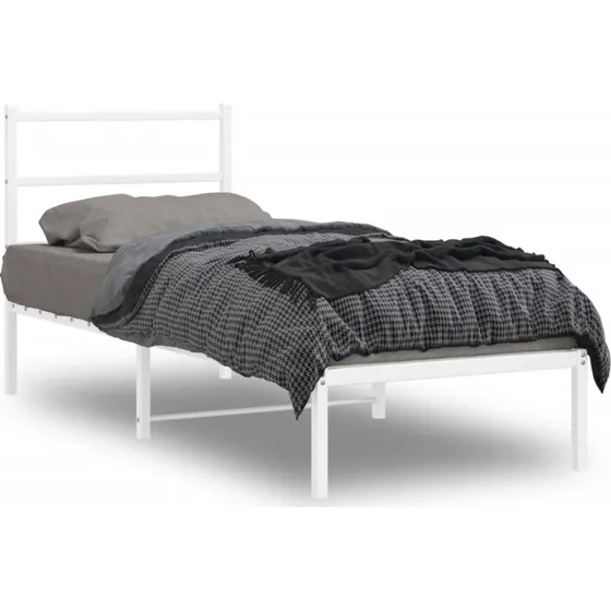 Sengeramme med sengegavl 80x200 cm i hvidt metal