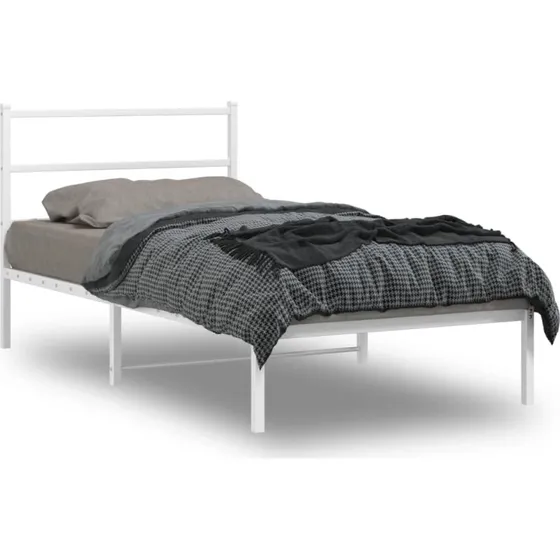 Sengeramme med sengegavl 107x203 cm – hvid metal