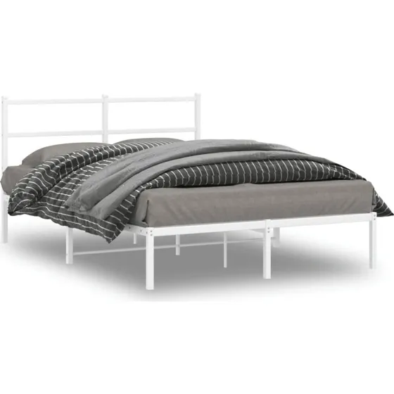 Sengeramme med sengegavl 140x200 cm – hvid metal