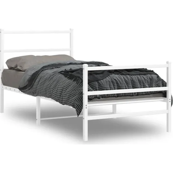 Sengeramme 90x190 cm i hvidt pulverlakeret stål